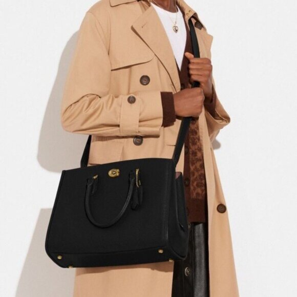Coach Brooke Carryall Tote Removable Crossbody Strap Handbag - Brass/Black - Picture 1 of 14